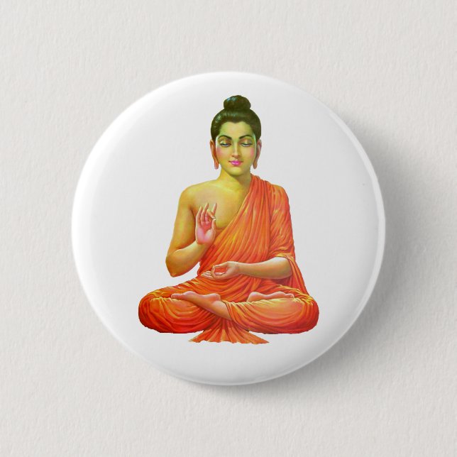 Buddha 6 Cm Round Badge (Front)