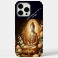 Buddha amid lotus flowers.