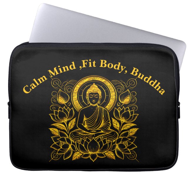 Buddha Amid Lotus Flowers Laptop Sleeve (Front)