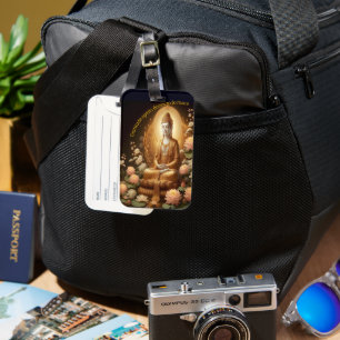 Buddha amid lotus flowers. luggage tag