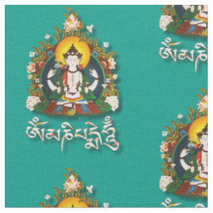 Buddha Amitabha Om Mani Padme Hum Tibetan Fabric
