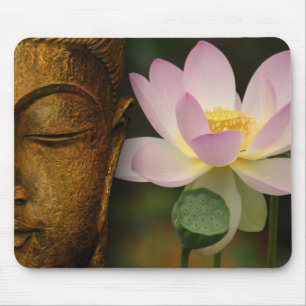 Buddha and flower mouse mat