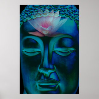 Buddha and Pink Waterlily Poster