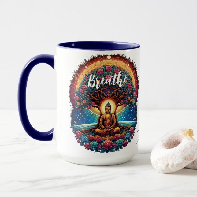Buddha and the Tree of Life Mug (With Donut)