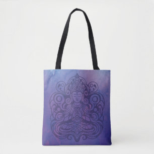 Buddha at Peace Purple Tote Bag