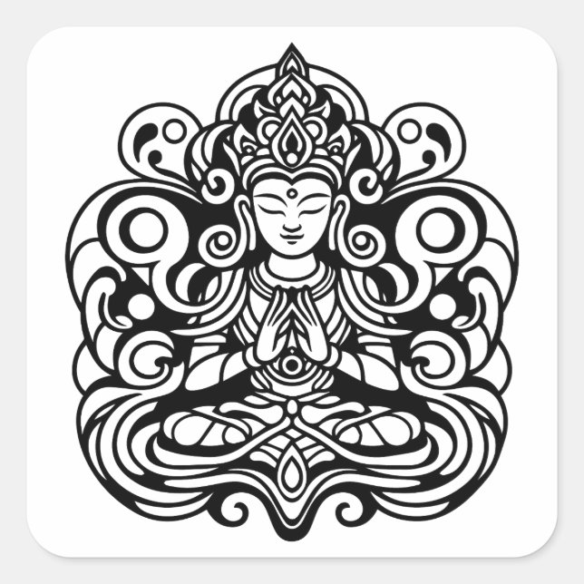 Buddha at Peace Square Sticker (Front)