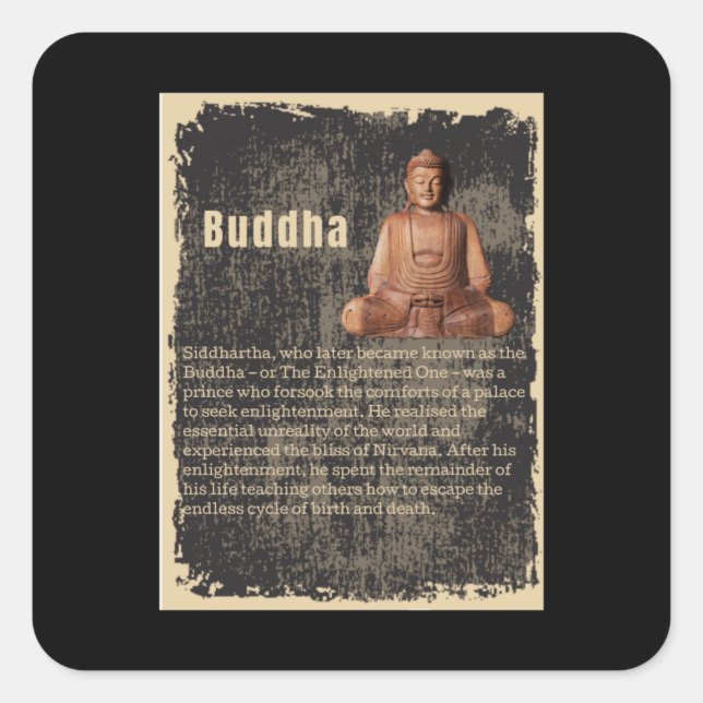 Buddha - Biography, The Enlightened One Square Sticker (Front)