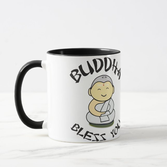Buddha Bless You - Cute Happy Buddha Mug (Left)