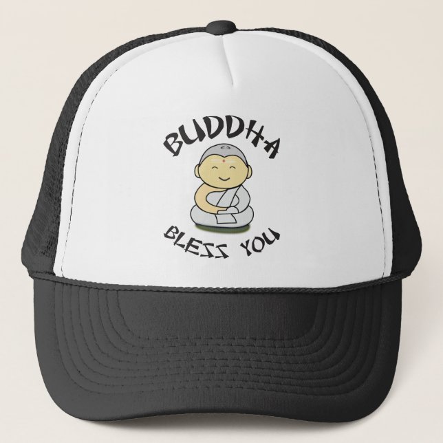 Buddha Bless You - Cute Happy Buddha Trucker Hat (Front)