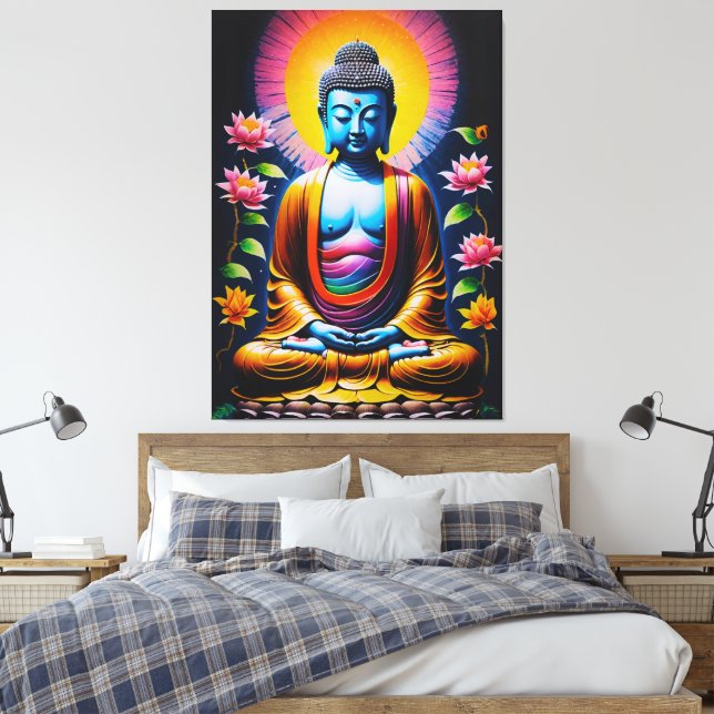 Buddha - Blooming Mindfulness Canvas Print (Insitu(Bedroom))