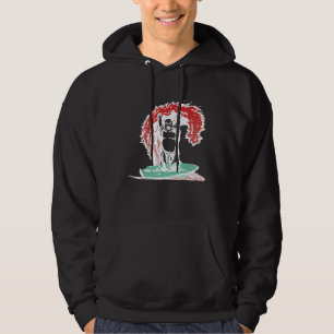 Buddha Buddhism Surfer Surfing Surfboard Red Wave Hoodie