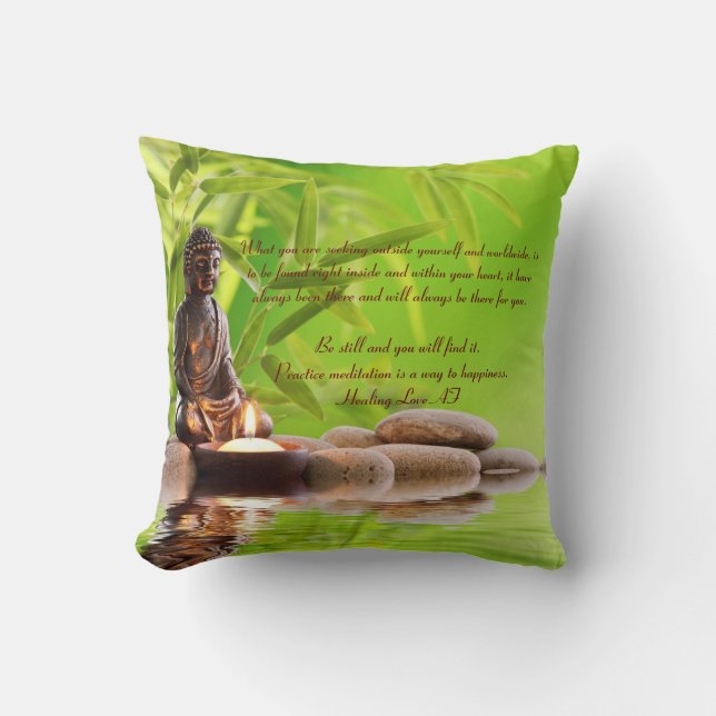 Buddha buddhism zen meditation poem of meditation cushion (Front)