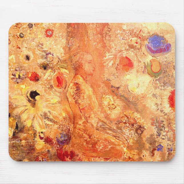 Buddha by Symbolist Painter Odilon Redon Mouse Mat (Front)