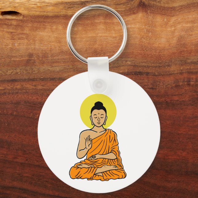 Buddha cartoon Buddhism.net magnet Key Ring (Back)