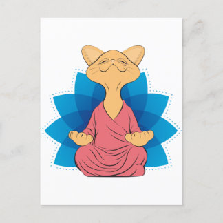 Buddha cat meditating - Guru cat - Namast Postcard