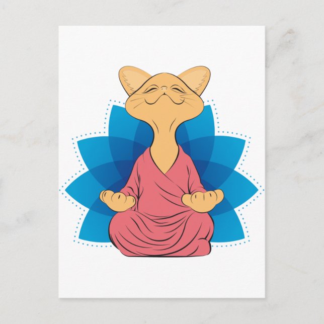 Buddha cat meditating - Guru cat - Namast Postcard (Front)