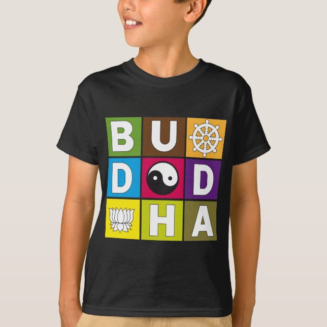 Buddha Coloured Blocks T-Shirt (Front)
