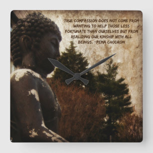 Buddha & Compassion Quote Square Wall Clock