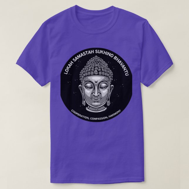 Buddha Dalai Lama Lokah Samastah Sukhino Bhavantu  T-Shirt (Design Front)