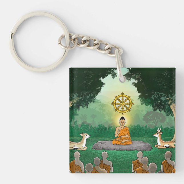 Buddha, Dharma, Sang Acrylic Keychain   (Front)