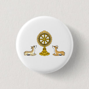 Buddha Dharma Wheel & Deers Button