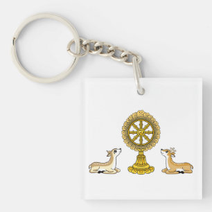 Buddha Dharma Wheel & Deers keychain