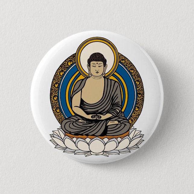 Buddha Dhyana Mudra 6 Cm Round Badge (Front)