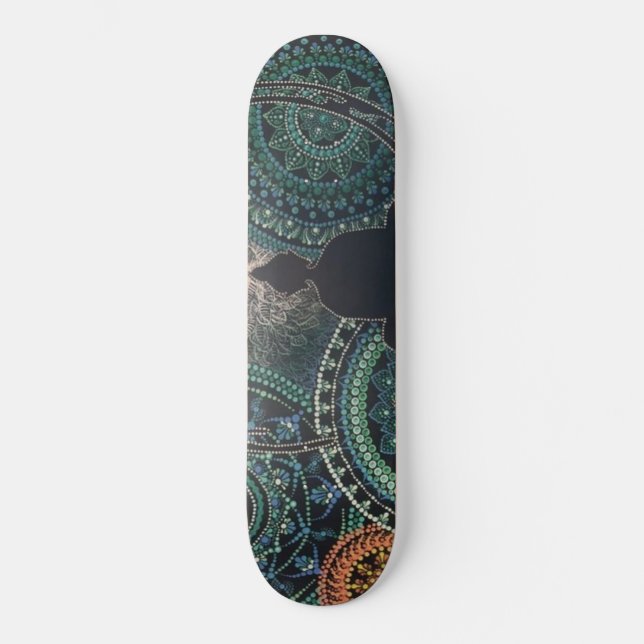Buddha Dot Art Mandala, Spiritual Art Skateboard (Front)