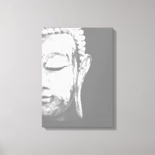 Buddha Face Black White Canvas Art Print