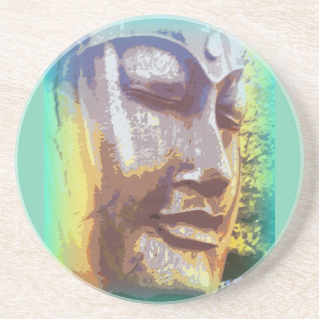 Buddha face green coaster (Front)