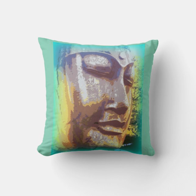 Buddha face green cushion (Front)