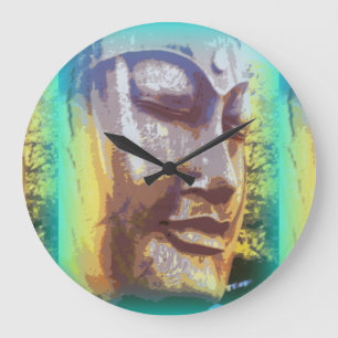 buddha face green large clock