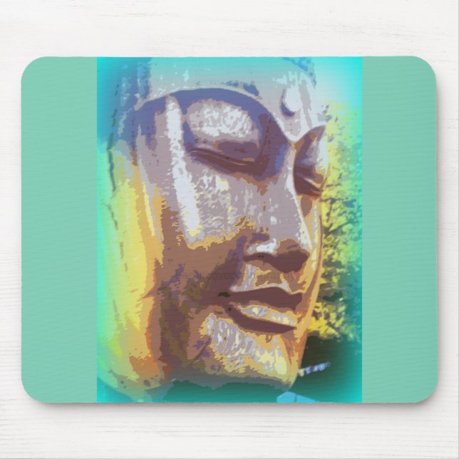 buddha face green mouse mat (Front)