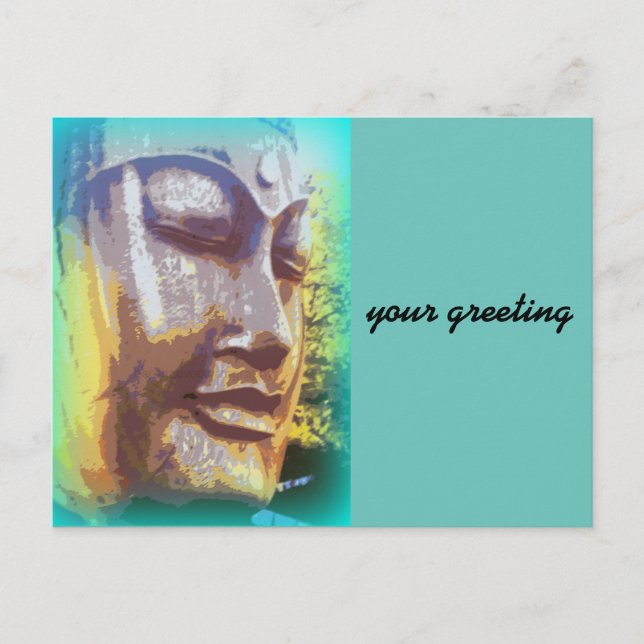 buddha face green postcard (Front)