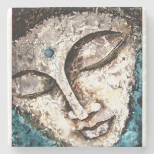 Buddha Face Watercolor Art Stone Coaster