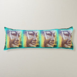 Buddha faces green body cushion