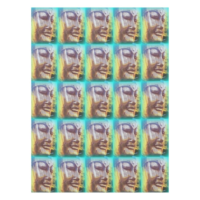 Buddha faces green tablecloth (Front)