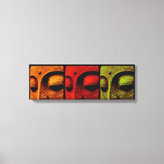 Buddha Faces Triptych Art Canvas (Front)