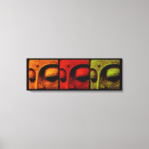 Buddha Faces Triptych Art Canvas Print
