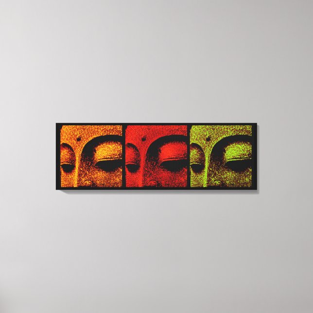 Buddha Faces Triptych Art Canvas Print (Front)
