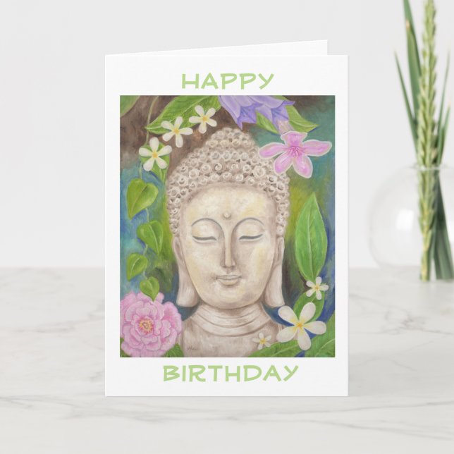 Buddha Flower happy birthday card (Front)