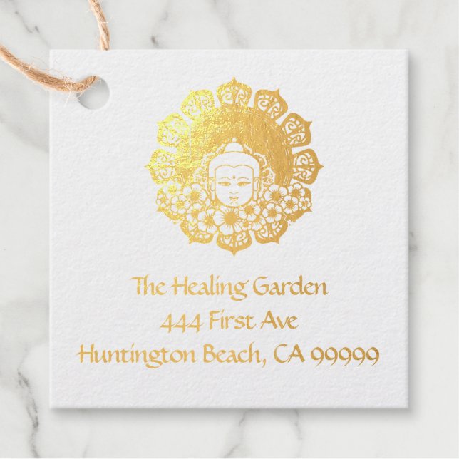 Buddha Flower Mandala Customisable Favour Tags (Front)