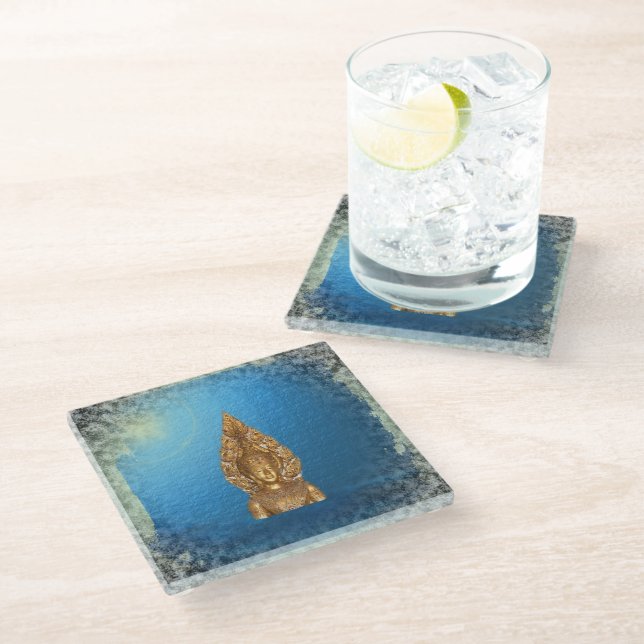 buddha glass coaster (Angled)