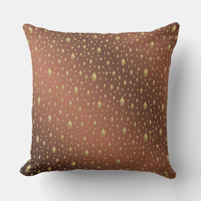 buddha, golden + buddha, asian pattern, shiny, cushion (Front)