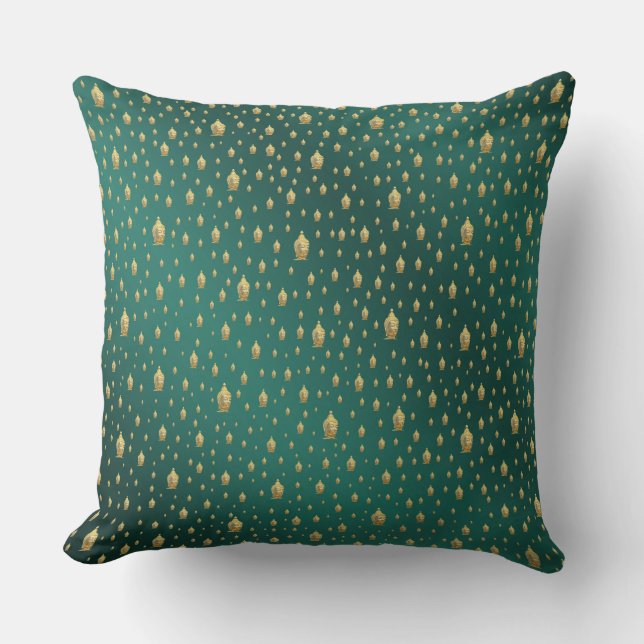 buddha, golden + buddha, asian pattern, shiny, cushion (Front)