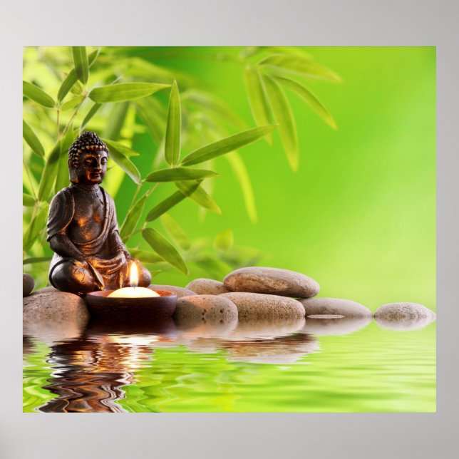 Buddha,green,zen, peace,meditation,stillness,yoga poster (Front)