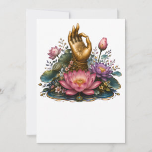 Buddha Hand Lotus Flower Peaceful Greeting Card