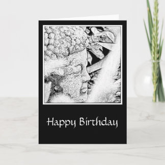 Buddha Head (Black and White Sketch) Birthday Card