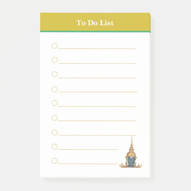 Buddha head & Golden Header To Do List Lined Post-it Notes (Front)
