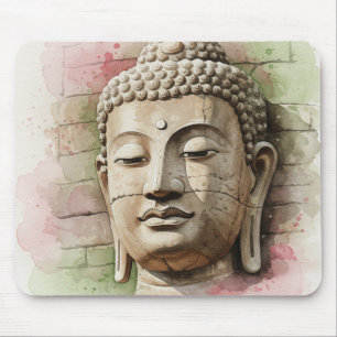 Buddha Head in Stone Mouse Mat